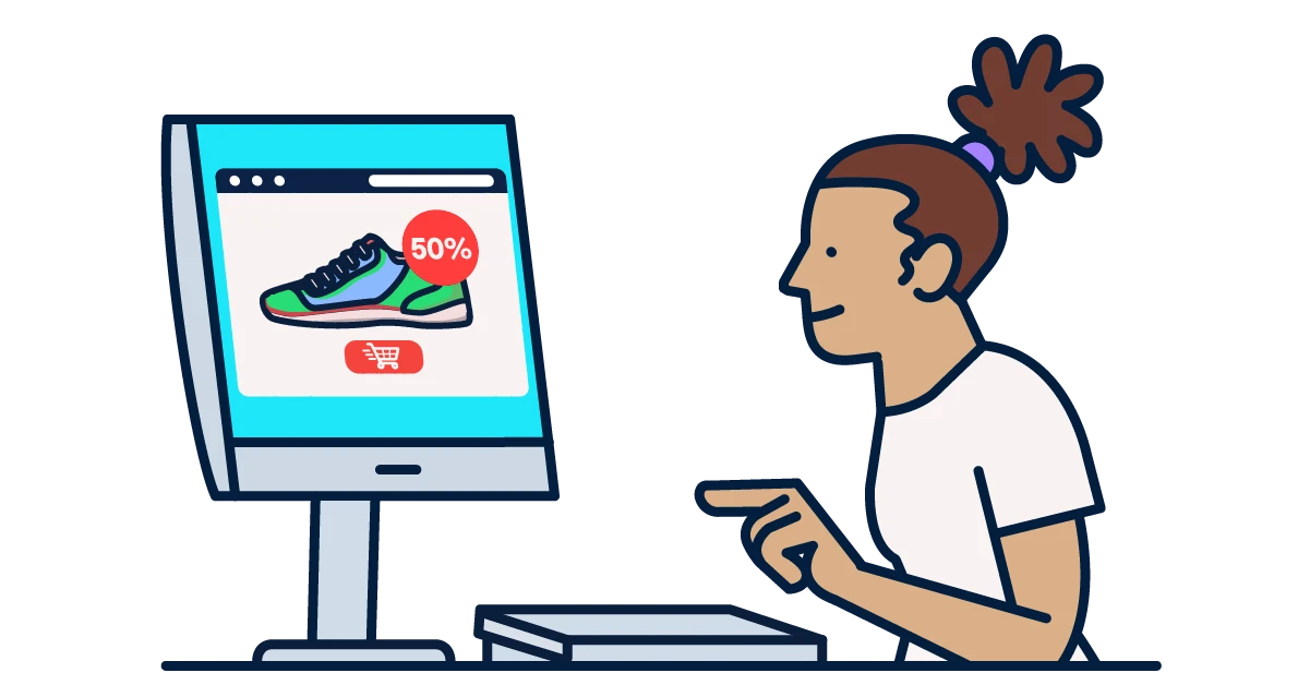 A person checking on a sneaker sale on a screen