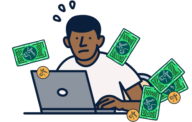 Illustration of a student falling victim to money mule scams